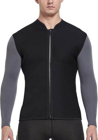 DEHAI Mens Women's Wetsuit Top Jackets, 2mm 3mm Neoprene Kids Wet Suit Long Sleeve Shirt and Youth Front Zip Sleeveless Vest, Water Sports Keep Warm for Diving Swimming Waterski Surfing in Saudi Arabia