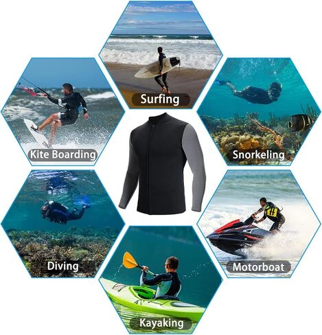 DEHAI Mens Women's Wetsuit Top Jackets, 2mm 3mm Neoprene Kids Wet Suit Long Sleeve Shirt and Youth Front Zip Sleeveless Vest, Water Sports Keep Warm for Diving Swimming Waterski Surfing in Saudi Arabia