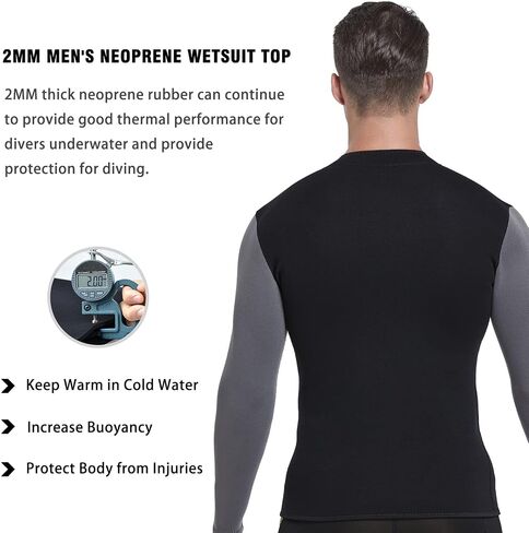 DEHAI Mens Women's Wetsuit Top Jackets, 2mm 3mm Neoprene Kids Wet Suit Long Sleeve Shirt and Youth Front Zip Sleeveless Vest, Water Sports Keep Warm for Diving Swimming Waterski Surfing in Saudi Arabia