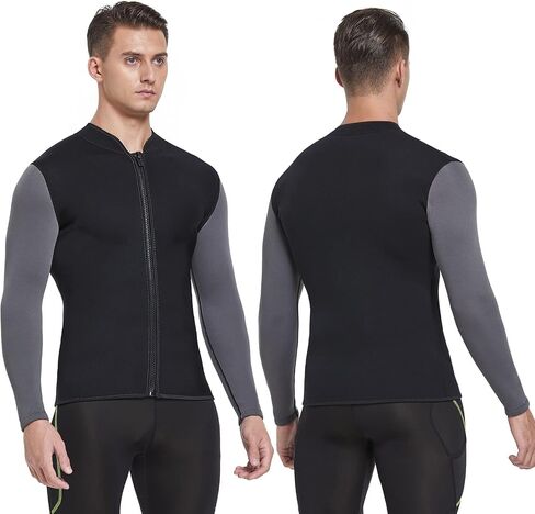 DEHAI Mens Women's Wetsuit Top Jackets, 2mm 3mm Neoprene Kids Wet Suit Long Sleeve Shirt and Youth Front Zip Sleeveless Vest, Water Sports Keep Warm for Diving Swimming Waterski Surfing in Saudi Arabia