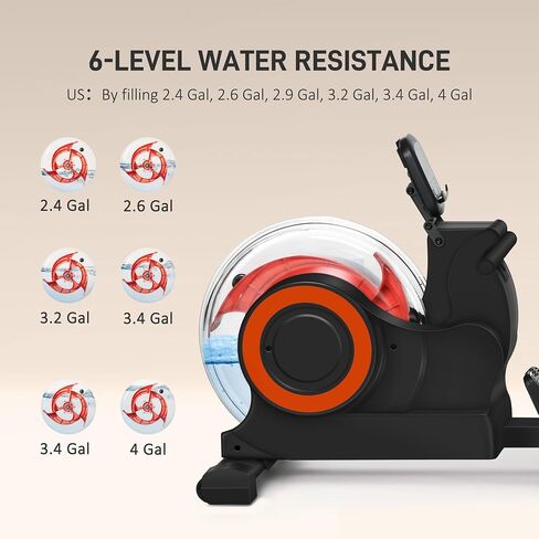 Soozier Water Rowing Machine for Home, Foldable Rower Machine with Adjustable Resistance, Wheels, LCD Monitor and Tablet Holder, 264lbs Weight Capacity in Kuwait