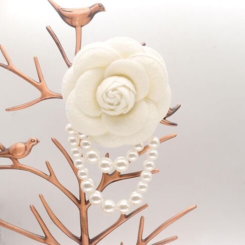 Elegant Camellia Flower Faux Pearl Brooch Pin,Bohemian Fabric Flower Brooch Pins Pearl Tassel for Women Teen Girls, Corsage Wedding Brooches Clothes Dress Coat Accessories Jewelry Gift in Kuwait