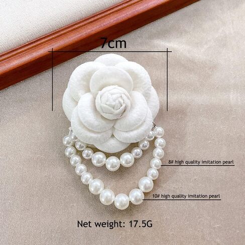 Elegant Camellia Flower Faux Pearl Brooch Pin,Bohemian Fabric Flower Brooch Pins Pearl Tassel for Women Teen Girls, Corsage Wedding Brooches Clothes Dress Coat Accessories Jewelry Gift in Kuwait