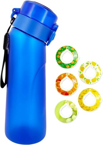 Air Water Bottle,750ML Scent Water Bottle with Air Water Flavour Pod,Leak Proof Sports Water Cup with Straw,Fruit Fragrance Water Bottle Suitable for Outdoor Sports (Blue+5 Pods) in Saudi Arabia