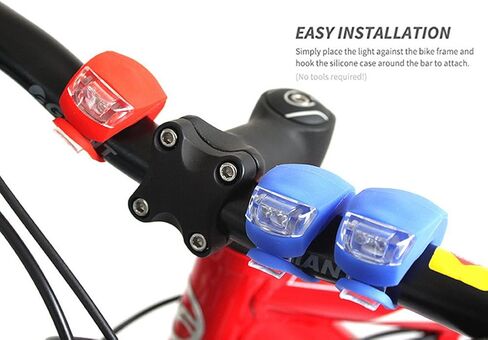 Malker Bicycle Light Front and Rear Silicone LED Bike Light Set - Bike Headlight and Taillight,Waterproof & Safety Road,Mountain Bike Lights,Batteries Included in Saudi Arabia