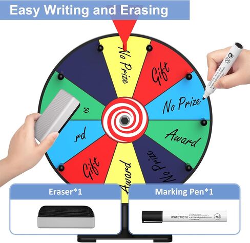 Prize Wheel, 12 Inch Spinning Wheel for Prizes, 10 Slots Color Prize Wheel Spinner with Stand, Table Spinning Wheel, Spin Wheel for Trade Shows, Carnivals, Spin The Wheel Game for Home Game in Kuwait