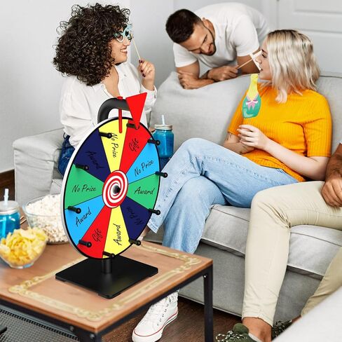 Prize Wheel, 12 Inch Spinning Wheel for Prizes, 10 Slots Color Prize Wheel Spinner with Stand, Table Spinning Wheel, Spin Wheel for Trade Shows, Carnivals, Spin The Wheel Game for Home Game in Kuwait