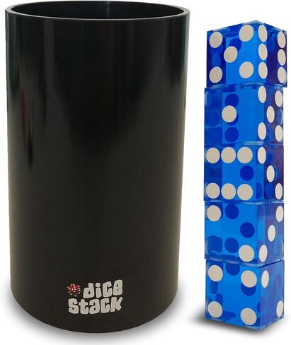 Dice Stacking PRO Cup Set - Professional Straight Cups with 5 Razor Edges 19mm Real Casino Dice in a Box - Accessories - Magic Tricks - Blue in Saudi Arabia