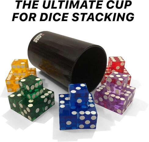 Dice Stacking PRO Cup Set - Professional Straight Cups with 5 Razor Edges 19mm Real Casino Dice in a Box - Accessories - Magic Tricks - Blue in Saudi Arabia