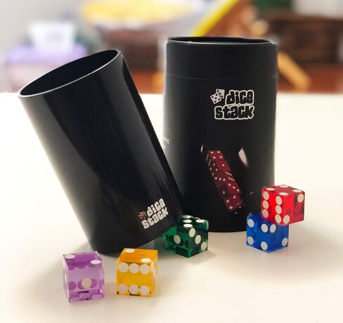 Dice Stacking PRO Cup Set - Professional Straight Cups with 5 Razor Edges 19mm Real Casino Dice in a Box - Accessories - Magic Tricks - Blue in Saudi Arabia