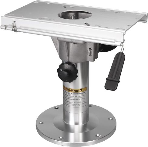 Adjustable Aluminum Boat Seat Pedestal 14-20 Inch Height with Slide, Locking Mechanism, Silver Matte Brushed Finish, Ideal for Fishing Boats and Marine Vessels in Saudi Arabia