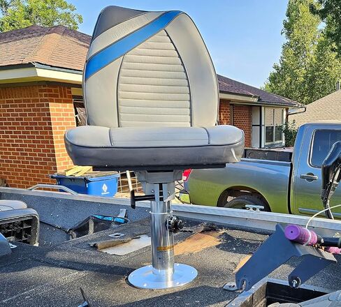 Adjustable Aluminum Boat Seat Pedestal 14-20 Inch Height with Slide, Locking Mechanism, Silver Matte Brushed Finish, Ideal for Fishing Boats and Marine Vessels in Saudi Arabia