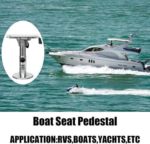 Adjustable Aluminum Boat Seat Pedestal 14-20 Inch Height with Slide, Locking Mechanism, Silver Matte Brushed Finish, Ideal for Fishing Boats and Marine Vessels in Saudi Arabia