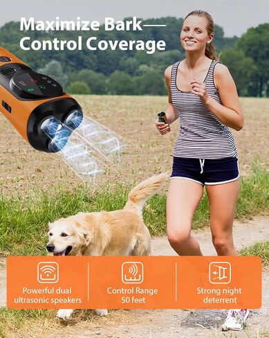 Dog Bark Deterrent Device 2024 New Anti Barking Device, Rechargeable Ultrasonic Dog Barking Control Devices, Bark Buster (Black&Orange) in Saudi Arabia