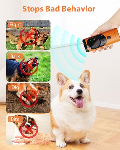 Dog Bark Deterrent Device 2024 New Anti Barking Device, Rechargeable Ultrasonic Dog Barking Control Devices, Bark Buster (Black&Orange) in Saudi Arabia