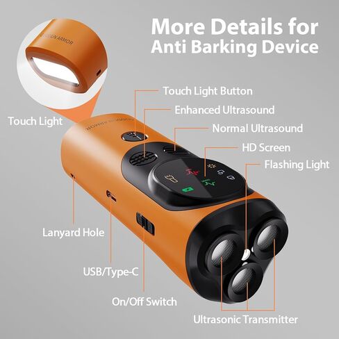 Dog Bark Deterrent Device 2024 New Anti Barking Device, Rechargeable Ultrasonic Dog Barking Control Devices, Bark Buster (Black&Orange) in Saudi Arabia