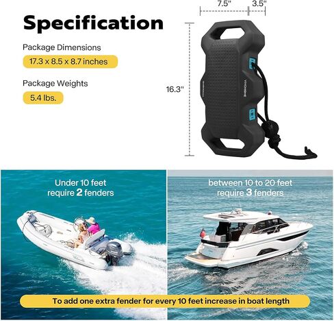 VIVOHOME EVA Boat Fenders for Docking, Boat Bumpers with Nylon Rope, and Fixed Lock Fit for Yachts, Sailing Dinghies, Bass Boats in Kuwait