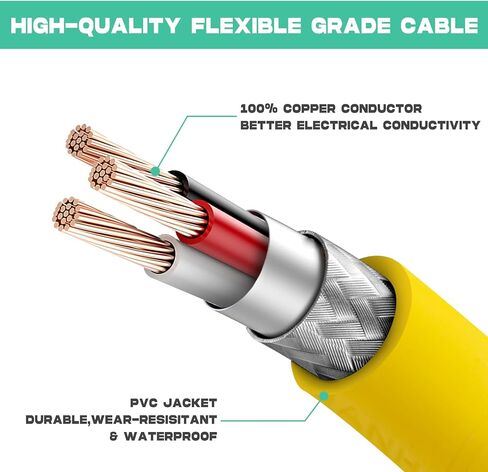 25ft 30Amp 125V RV Power Wire Cord Marine Shore Boat L5-30 Yellow 25 Feet Heavy Duty Electrical Power Cable, NEMA L5-30P to NEMA L5-30R in Kuwait