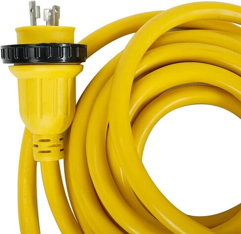 25ft 30Amp 125V RV Power Wire Cord Marine Shore Boat L5-30 Yellow 25 Feet Heavy Duty Electrical Power Cable, NEMA L5-30P to NEMA L5-30R in Kuwait