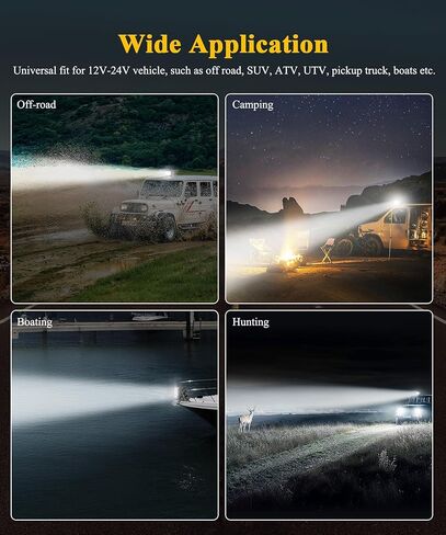كشاف LED للتحكم عن بعد من Partsam، كشاف دوار 360 درجة لإعادة الضبط التلقائي للشاحنات الصغيرة على الطرق الوعرة والقوارب البحرية 12 فولت - 24 فولت، 6 مغناطيسات قوية مدمجة، أبيض in Kuwait