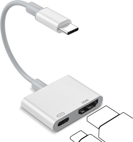 محول Lightning إلى HDMI، [معتمد من Apple MFi] كابل توصيل شاشة Lightning إلى Digital AV Audio، 1080P HD Video HDMI مزامنة الشاشة مع منفذ شحن لأجهزة iPhone وiPad وiPod إلى التلفزيون/جهاز العرض/الشاشة in Saudi Arabia