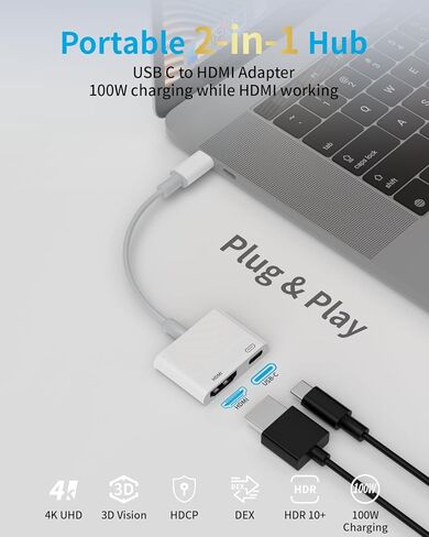 محول Lightning إلى HDMI، [معتمد من Apple MFi] كابل توصيل شاشة Lightning إلى Digital AV Audio، 1080P HD Video HDMI مزامنة الشاشة مع منفذ شحن لأجهزة iPhone وiPad وiPod إلى التلفزيون/جهاز العرض/الشاشة in Saudi Arabia
