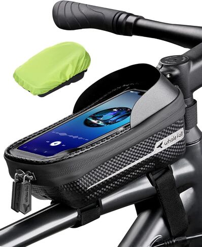 whale fall Hard Casing Bike Bag, Bike Accessories, Never Deform/Waterproof, Bike Phone Holder Bike Phone Mount with 0.25mm Sensitive TPU Touch-Screen, with Rain Cover for Phones under 6.9'' in Saudi Arabia