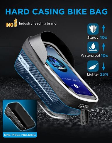 whale fall Hard Casing Bike Bag, Bike Accessories, Never Deform/Waterproof, Bike Phone Holder Bike Phone Mount with 0.25mm Sensitive TPU Touch-Screen, with Rain Cover for Phones under 6.9'' in Saudi Arabia