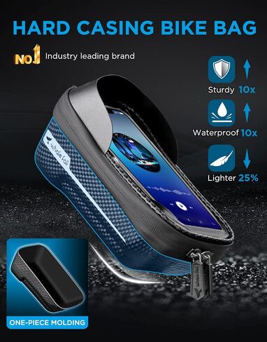 whale fall Hard Casing Bike Bag, Bike Accessories, Never Deform/Waterproof, Bike Phone Holder Bike Phone Mount with 0.25mm Sensitive TPU Touch-Screen, with Rain Cover for Phones under 6.9'' in Saudi Arabia