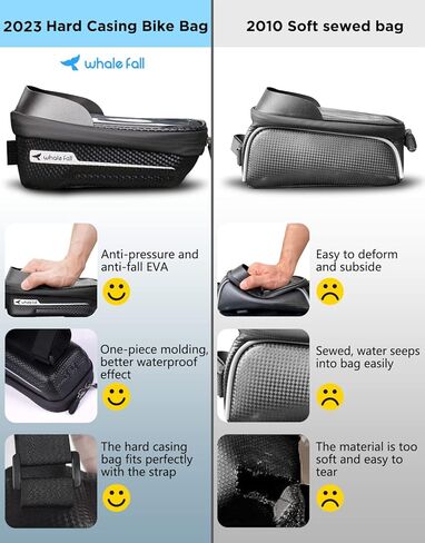 whale fall Hard Casing Bike Bag, Bike Accessories, Never Deform/Waterproof, Bike Phone Holder Bike Phone Mount with 0.25mm Sensitive TPU Touch-Screen, with Rain Cover for Phones under 6.9'' in Saudi Arabia