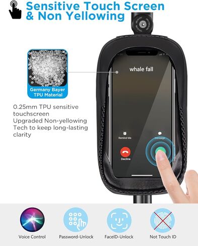 whale fall Hard Casing Bike Bag, Bike Accessories, Never Deform/Waterproof, Bike Phone Holder Bike Phone Mount with 0.25mm Sensitive TPU Touch-Screen, with Rain Cover for Phones under 6.9'' in Saudi Arabia