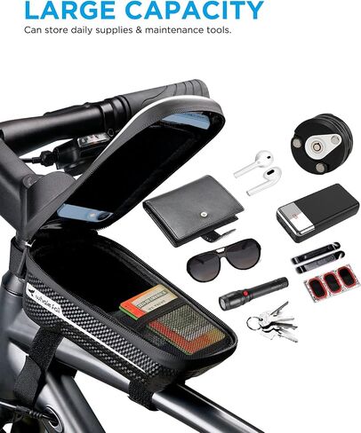 whale fall Hard Casing Bike Bag, Bike Accessories, Never Deform/Waterproof, Bike Phone Holder Bike Phone Mount with 0.25mm Sensitive TPU Touch-Screen, with Rain Cover for Phones under 6.9'' in Saudi Arabia
