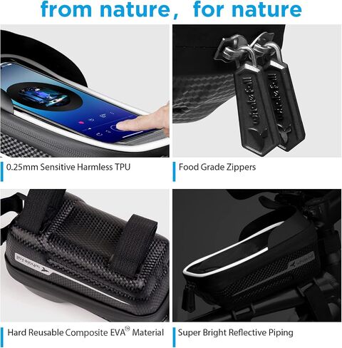 whale fall Hard Casing Bike Bag, Bike Accessories, Never Deform/Waterproof, Bike Phone Holder Bike Phone Mount with 0.25mm Sensitive TPU Touch-Screen, with Rain Cover for Phones under 6.9'' in Saudi Arabia