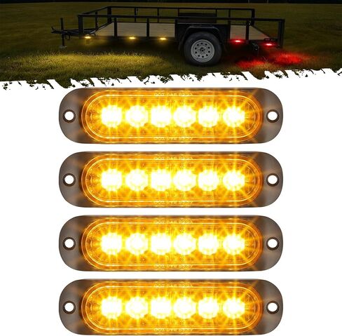 Partsam 4Pcs 4.4 inch Aluminum Housing Red/Amber LED Clearance Side Marker Lights, Surface Mount Marker Lights of Trailer Pickup Truck Tractor RV Motorcycle Golf Cart,IP67 Waterproof(2Red +2 Amber) in Saudi Arabia