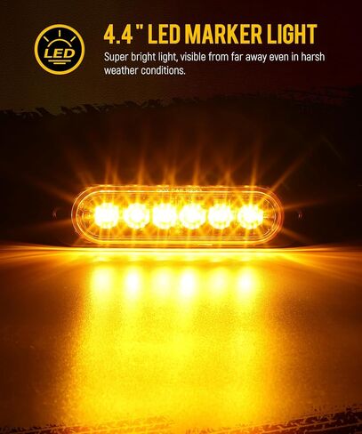 Partsam 4Pcs 4.4 inch Aluminum Housing Red/Amber LED Clearance Side Marker Lights, Surface Mount Marker Lights of Trailer Pickup Truck Tractor RV Motorcycle Golf Cart,IP67 Waterproof(2Red +2 Amber) in Saudi Arabia