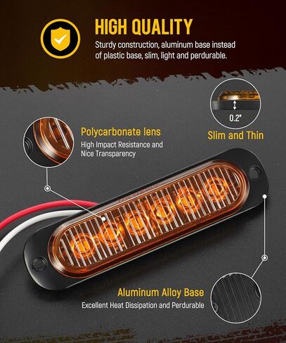 Partsam 4Pcs 4.4 inch Aluminum Housing Red/Amber LED Clearance Side Marker Lights, Surface Mount Marker Lights of Trailer Pickup Truck Tractor RV Motorcycle Golf Cart,IP67 Waterproof(2Red +2 Amber) in Saudi Arabia