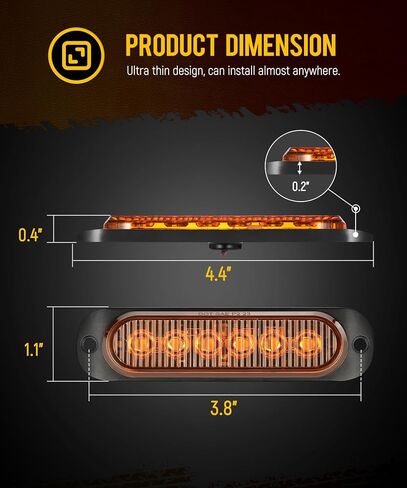 Partsam 4Pcs 4.4 inch Aluminum Housing Red/Amber LED Clearance Side Marker Lights, Surface Mount Marker Lights of Trailer Pickup Truck Tractor RV Motorcycle Golf Cart,IP67 Waterproof(2Red +2 Amber) in Saudi Arabia
