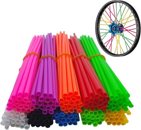 180 PCS Spoke Skins Spoke Covers Plastic Bike Wheels Decorations Dirt Bike Rim Wraps Protector,10 Colors Bicycle Spoke Covers for Motocross Motorcycle Bicycle Wheelchair Accessories in Kuwait
