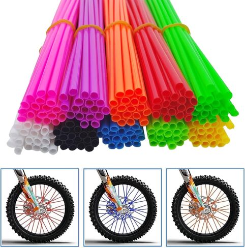 180 PCS Spoke Skins Spoke Covers Plastic Bike Wheels Decorations Dirt Bike Rim Wraps Protector,10 Colors Bicycle Spoke Covers for Motocross Motorcycle Bicycle Wheelchair Accessories in Kuwait