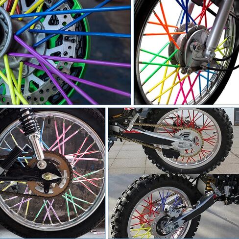 180 PCS Spoke Skins Spoke Covers Plastic Bike Wheels Decorations Dirt Bike Rim Wraps Protector,10 Colors Bicycle Spoke Covers for Motocross Motorcycle Bicycle Wheelchair Accessories in Kuwait