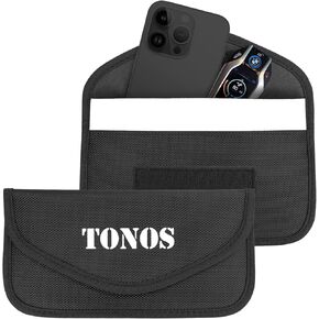 TONOS Faraday Bags for Phones - 2PC Faraday Key Fob Protector Case, RFID Blocking Faraday Pouch, Top Security Material Faraday Bag, WiFi/GSM/LTE/NFC Signal Shielding, Anti Theft Car & Phone Protection
