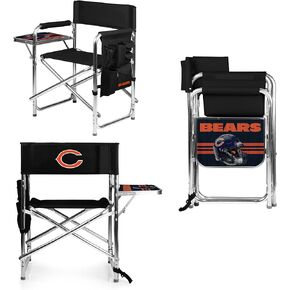 PICNIC TIME NFL Sports Side Table, Beach, Camp Chair for Adults, 19 x 24 x 33, Black