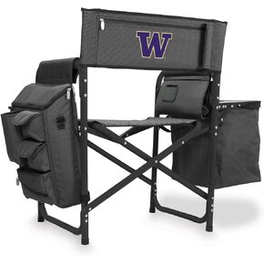 NCAA Washington Huskies Fusion Camping Chair with Side Table and Soft Cooler - Beach Chair for Adults - Lawn Chair