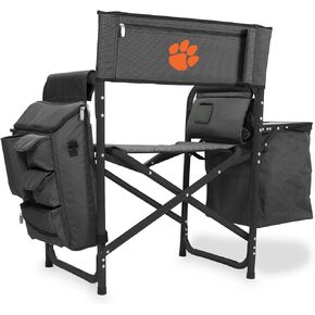 PICNIC TIME NCAA Clemson Tigers Fusion Camping Chair with Side Table and Soft Cooler - Beach Chair for Adults - Lawn Chair