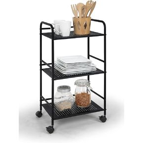 SunnyPoint Minimalist Style 3 Tier Utility Rolling Shelf Cart (WHT)