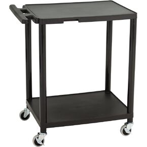Norwood Commercial Furniture Mobile Utility AV Cart with Power Strip and Casters, Rolling Presentation and Media Cart on Wheels, Black