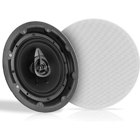 Pyle Ceiling and Wall Mount Speaker - 8" Dual 2-Way Audio Stereo Sound Subwoofer Sound with Tweeter, 600 Watts, In-Wall & In-Ceiling Flush Mount for Home Surround System - 1 Pair - Pyle PWRC83 (White)