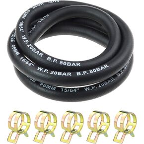 1/4" Inch Fuel Gas Line 3.28 Feet with 5 Pcs Hose Clamps for Boat Marine Outboard Gas Diesel Petrol