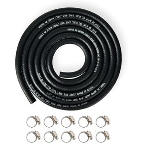 5/16 Inch ID Fuel Line Hose Braided 6 Feet w/ 10 Clamps 8mm Braided Rubber Tubing
