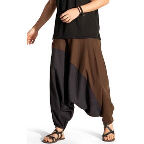 The Veshti Company Travel Hippie Parachute Pants for Men, Baggy Flowy Pants Lounge Yoga Harem Boho Music Festival Dance Pant